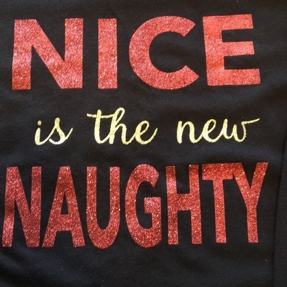 Nice is the new Naughty tee. Black w red glitter - Picture 2 of 3